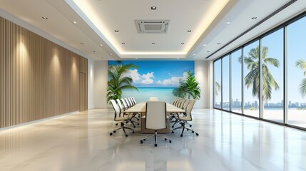 Fototapeta premium Tropical Touches in a Professional Conference Room Setting