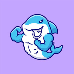 Cute Shark Muscular Cartoon Vector Icon Illustration. Animal
Sport Icon Concept Isolated Premium Vector. Flat Cartoon
Style