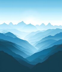 Blue Mountain Range Landscape Illustration