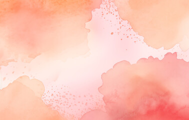 Fototapeta premium Vibrant Watercolor Abstract: This stunning watercolor creation showcases a captivating blend of peach and pink hues, creating a soft and inviting atmosphere. The fluid watercolors blend