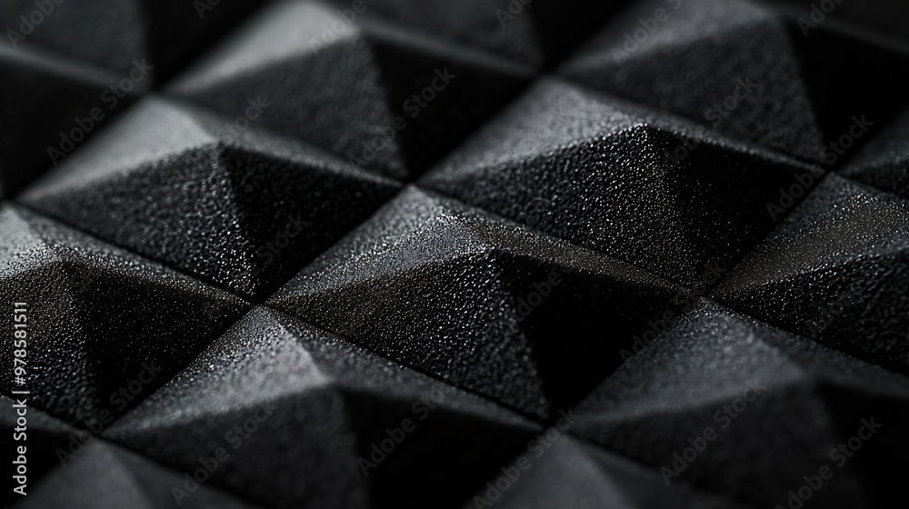 Poster black pyramidal acoustic foam texture background pattern : generative ai