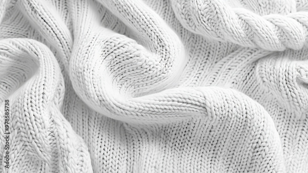 Poster white woolen fabric texture top view : generative ai