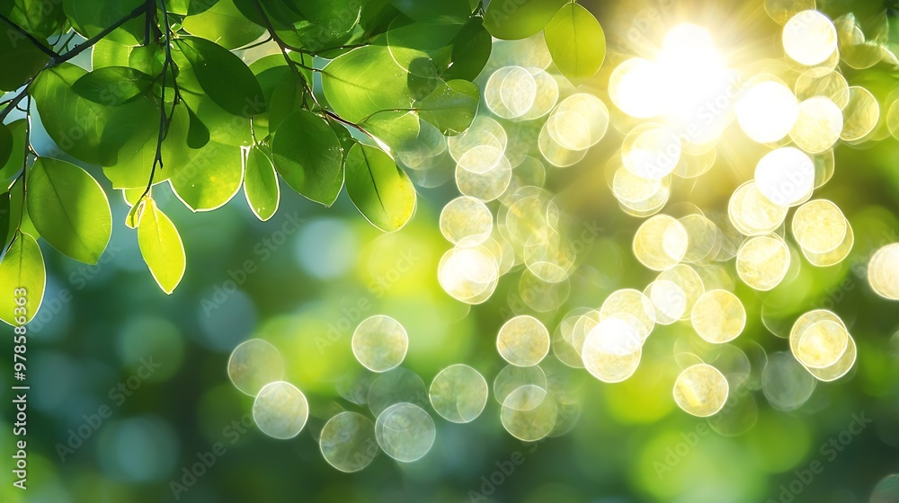 Aufkleber forest bokeh : generative ai
