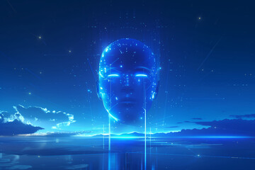 a huge human head in the sky during night