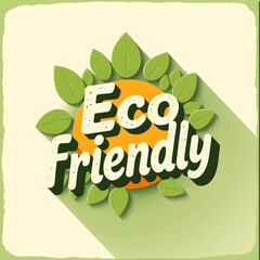 Naklejka premium Retro card with message Eco-friendly. Vintage ecology poster. Nostalgic trendy text effect 