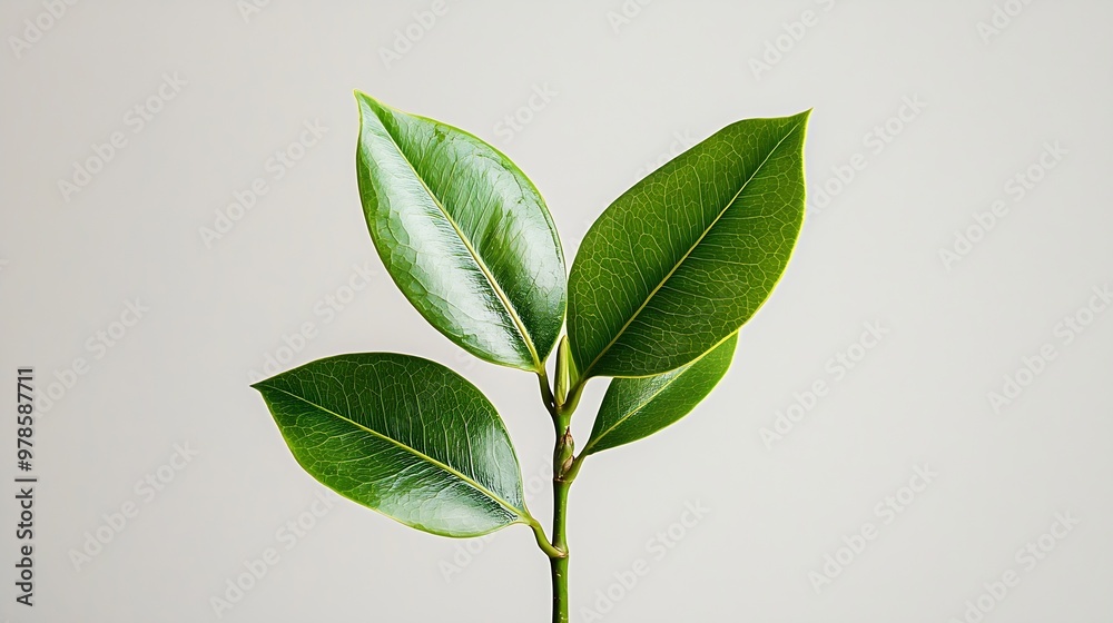 Poster ficus leaf isolated on white background : generative ai