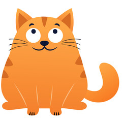 The fat orange cat sat and looked at the face