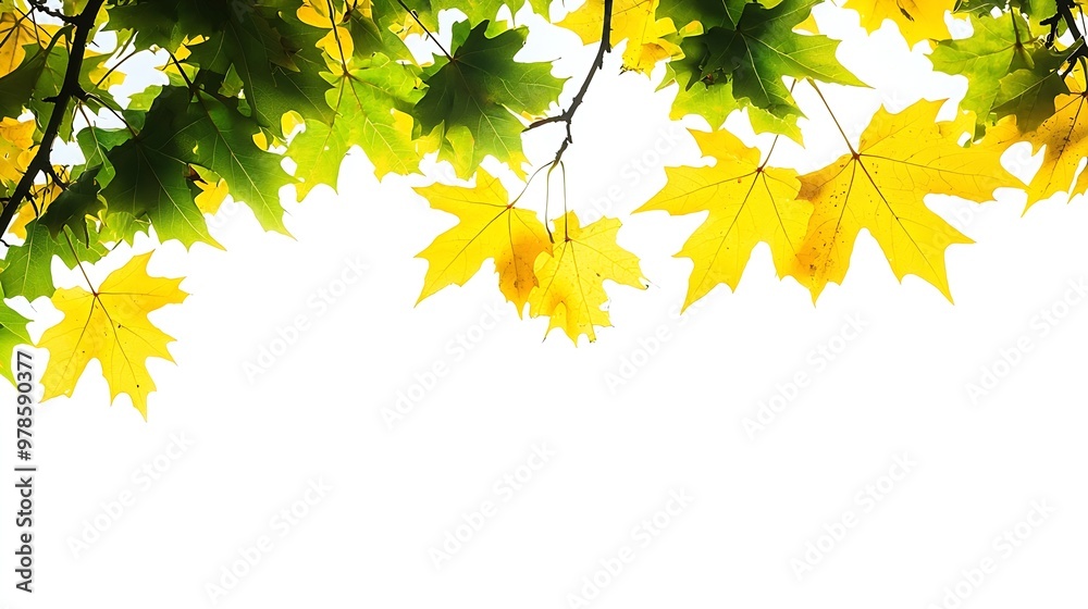 Poster maple tree leaves on white background : generative ai