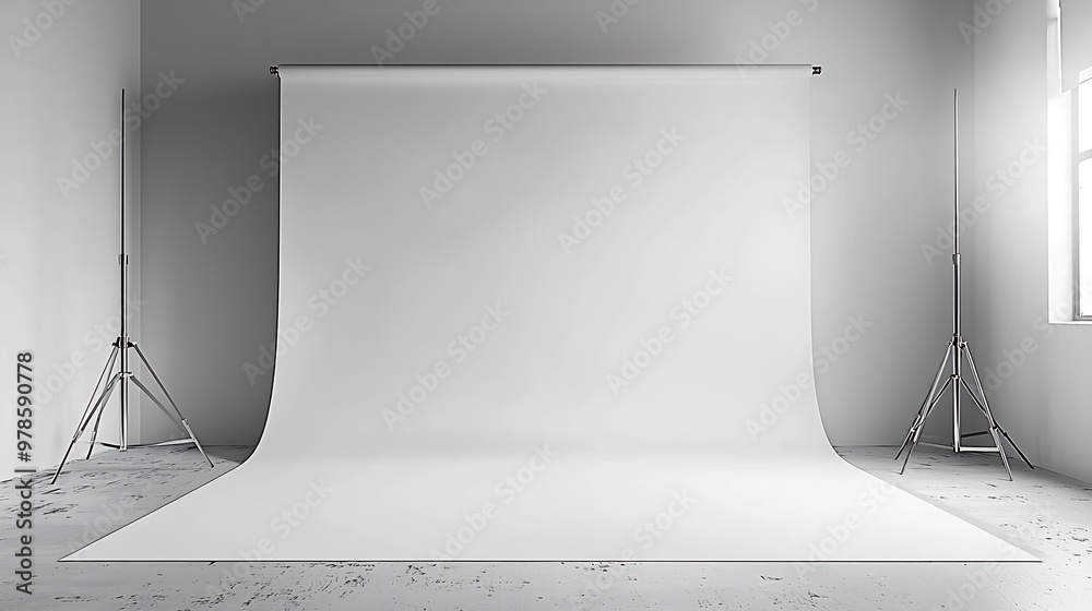 Leinwandbilder empty white studio backdrop in vector eps 10 : generative ai