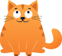 The fat orange cat sat and looked at the face
