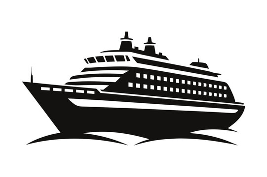 black cruise ship on water clip art preview