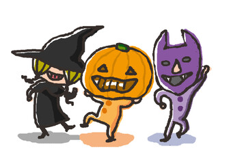 halloween witch with three kids