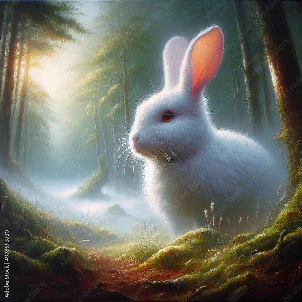 Poster rabbit in the forest