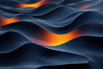 Abstract waves with glowing orange highlights on a dark surface create a dynamic visual effect.