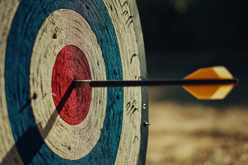 the arrow sticks out in the center of the target - the embodiment of a sports concept