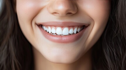 Obraz premium A person's warm smile, revealing dimples in their cheeks.