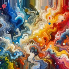 Obraz premium Colorful juicy acrylic water paints abstract divided vertically. Abstract background.