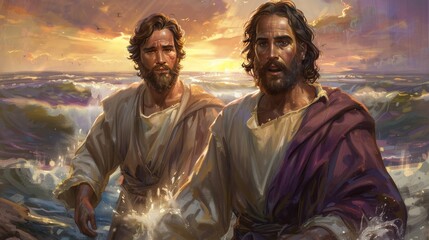Fototapeta premium The divine intervention jesus christ rescues peter from drowning, symbolizing love and salvation