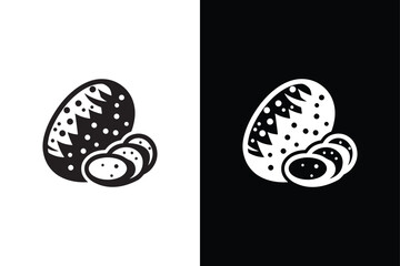 Clean Potato Silhouette Black And White Icon.