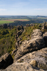 Rugged Rock Outcrops at an Overlook in Saxon Switzerland National Park, Nationalpark Sächsische Schweiz