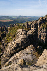 Rugged Rock Outcrops at an Overlook in Saxon Switzerland National Park, Nationalpark Sächsische Schweiz