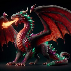 fire dragon on black isolated background