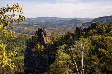 Rugged Rock Outcrops at an Overlook in Saxon Switzerland National Park, Nationalpark Sächsische...