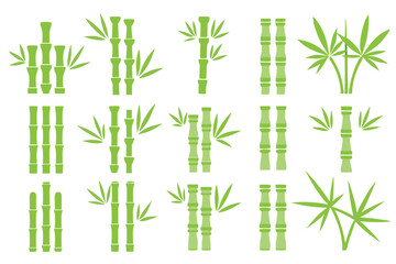 Naklejka premium green bamboo icons collection
