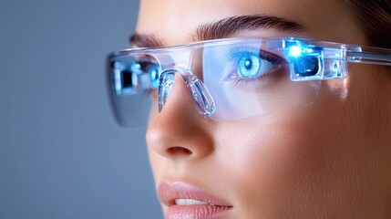 Futuristic Smart Glasses Technology Enhancing Vision Clarity with Copy Space