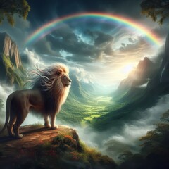 Obraz premium Fantasy digital art of a lion 