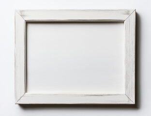 Fototapeta premium Distressed White Wooden Picture Frame on White Background