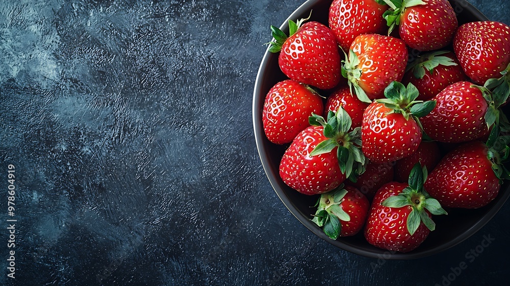 Poster strawberries texture top view : generative ai