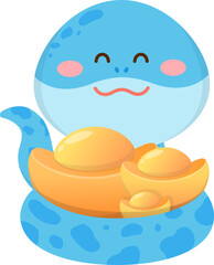 Snake character or mascot cartoon character, playful and cute, Chinese lunar new year illustration element