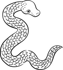 年賀素材_手描きの筆タッチの蛇のイラスト