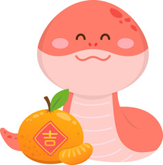 Snake character or mascot cartoon character, playful and cute, Chinese lunar new year illustration element