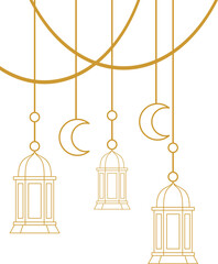 Islamic Lantern Corner Outline
