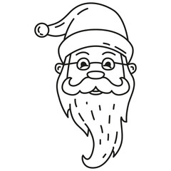 Santa Claus face.Santa claus line art.Doodle sketch icon. Christmas outline vector.New year decoration. Winter holidays. Saint Nicholas.