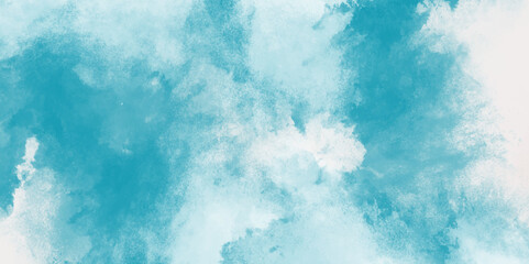 Abstract light blue watercolor cloudiness, mist, or smog background. light blue sky with white background and blurred pattern. Vivid textured aquarelle painted art design background.