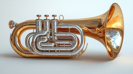 Obraz premium A shiny tuba showcasing its intricate design and musical purpose.