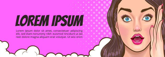 woman talking whispering gossip secret retro pop art comic vintage