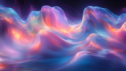 Fototapeta premium A mesmerizing blend of colorful waves, radiating ethereal light and fluid motion, perfect for abstract backgrounds and digital art.