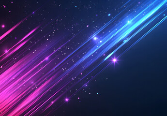Fototapeta premium Magical Starry Sky with Flowing Purple and Blue Waves and Sparkling Stars
