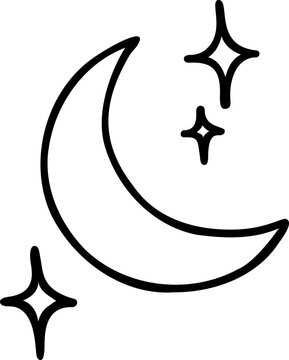 Crescent Moon Sparkle Doodle Illustration