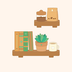 brown plant bookshelf © Subakyy