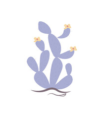 vector cactus illustration, illustration in flat graphics cactus with flowers