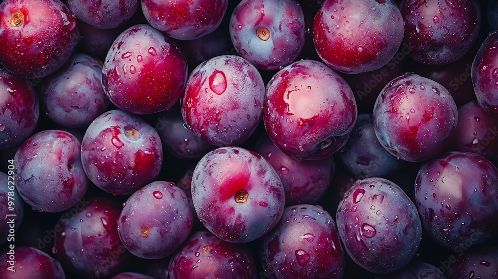Poster Lots of Plums Background Closeup : Generative AI