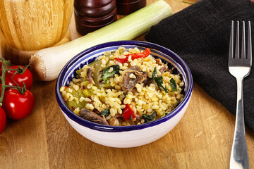 Bulgur with lamb and vegetables