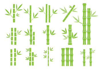 Naklejka premium green bamboo icons collection