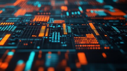 Obraz premium Frontal perspective of an intricate digital abstract art piece displaying financial trends