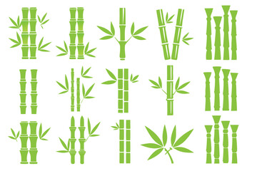 Naklejka premium green bamboo icons collection